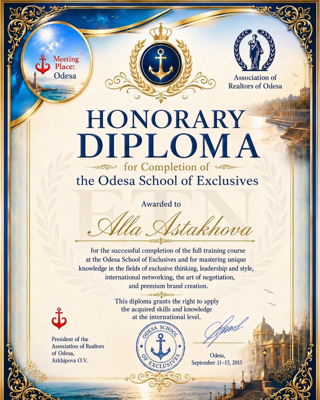 School of Exclusive Real Estate diploma